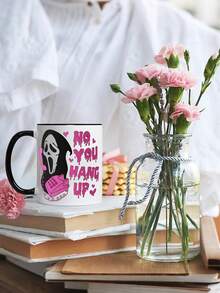 1pc Ghost Face Halloween Mug 11oz - 'No You Hang Up' Design,Spooky Scream Horror Coffee Cup For Fans And Collectors,Reusable,Perfect For Halloween Decor,Coffee Lovers,Autumn Coffee Cup,Fall Decor,Thanksgiving,Christmas,Ideal Gift For Women,School,Office,Birthday Gift,Holiday Gift,Party,Wedding