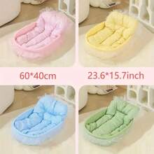 3pcs Washable Pet Bed Set, Soft Cat Bed/Dog Sofa Bed For All Seasons, Comfortable Princess Small Dog Bed Cooling Mat, Suitable For Summer & Winter, Multi-Color (Bed + Cushion + Edging)