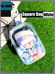 1 件便携式迷你人物透明展示袋（带钥匙扣和彩色球，不含人物）、悬挂式盲盒收纳袋、拉链封口、防尘收藏盒、可爱包包挂饰、背包吊坠、汽车钥匙扣 - 白色 - 查看 17