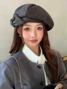 1 件女士优雅波西米亚派对休闲可爱复古街头甜美蝴蝶结贝雷帽，时尚百搭艺术家帽，适合日常外出和购物秋季配饰