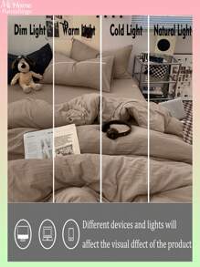 3pcs Coffee Color Boys & Girls Student Dormitory Bedding Set, Super Soft Duvet Cover & Pillowcase Set, No Filling, Machine Washable, Back To School Bedding - Brown - View 6