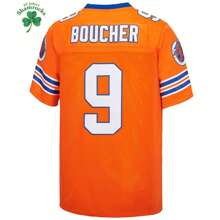 Kekambas Bobby Boucher #9 The Waterboy Adam Sandler Film Mud Dogs Bourbon Bowl American Football Trikot aus elastischem Stoff - Retro Sportsstil, geeignet für Rugby und Freizeitaktivitäten - Größe S-2XL
