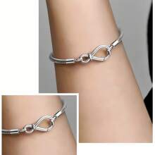 New Design Infinity Symbol & Snake Bone Bracelet, Suitable For 925 Sterling Silver DIY Bangle, Fashionable & Elegant Jewelry For Women, Birthday & Wedding