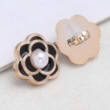 10 piezas Botones de perla de metal, de alta gama, exquisitos y de moda, botones de suéter de perla de alta gama, ropa de alta gama, botones decorativos cosidos a mano, botones de estilo fragante, cárdigan, suéter de punto, botones redondos con textura, abrigo, cortavientos, botones de perla, accesorios de ropa, accesorios DIY, de vuelta a la escuela - Negro - Ver 4