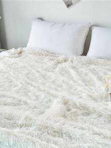 1 szt. supermiękkiego i puszystego koca, kolor biały, idealny do drzemek na kanapie, sypialni, biura, na kemping, do wystroju domu, idealny prezent na Walentynki - Kremowa biel - Zobacz 7