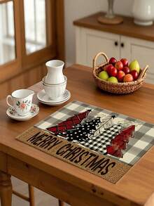 2/4/6/8 Stücke Weihnachtsbaum Tischsets, 30cm*45cm, 100% Polyestermaterial, geeignet für Restaurant, Esszimmertisch, Kaffeetisch Dekoration, Outdoor Party Feiertags Tischdekoration