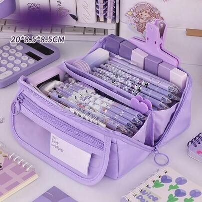 1pc Flip Lid Pencil Pouch, High-Quality Large Capacity Transparent Pencil Case For Middle/High School Students,Pencil Pouch,School Bag,Stationery