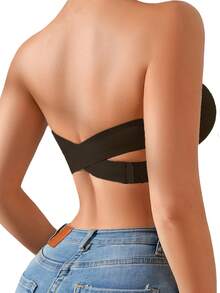 [Comfortable Bra] Casual Comfortable Women's Bra | 1 New Style Underwear, Cross Straps On The Back, Removable Bra Pads, Can Be Worn Inside Or Outside - 黑色 - 查看 2