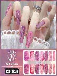 1pc No-Bake Marble Pattern Glitter Nail Stickers, Waterproof Peel-Off Nail Art Stickers, Full Nail Wrap, Women's Nail Art, Self-Adhesive Nail Stickers, Minimalist & Fashionable, Easy To Use, Suitable For Holiday Decoration, Party Decoration, Stage Decoration, Daily Decoration, Holiday Gifts, Birthday Gifts, A Perfect Gift For Loved Ones