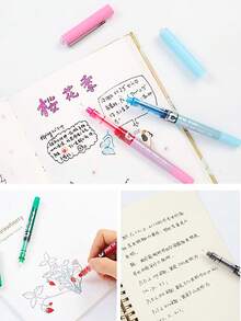 4支彩色直液式速干中性笔，流畅书写，不掉墨，确保书写流畅，绘画时不渗墨。办公用品、返校用品、文具、圆珠笔、返校季用品 - 彩色 - 查看 4