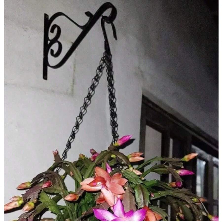 Gancho de Parede Para Plantas Suporte Mão Francesa Ferro Rústico Preto Jardim Varanda ideal Jardim Pendurar Plantas Flores Samambaia Vasos Parede 16 cm de Altura por 25 cm de Comprimento