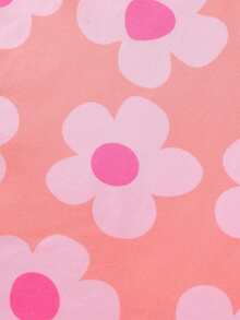 Two-Piece Women's Elegant Polyester Pink Pajama Set, Floral Print, Knit Fabric, All-Season Comfort, Short-Sleeved Button-Down Top, Collar And Matching Shorts, Pocket Details, Perfect For Adults Pajama Set - 粉色 - 查看 7