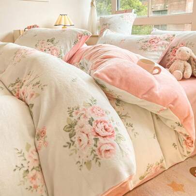 新しい冬暖かいコーラルベルベットベッド4点セットシンプルなミルクベルベットキルトカバーベッドシングルドミトリースリーピースセット