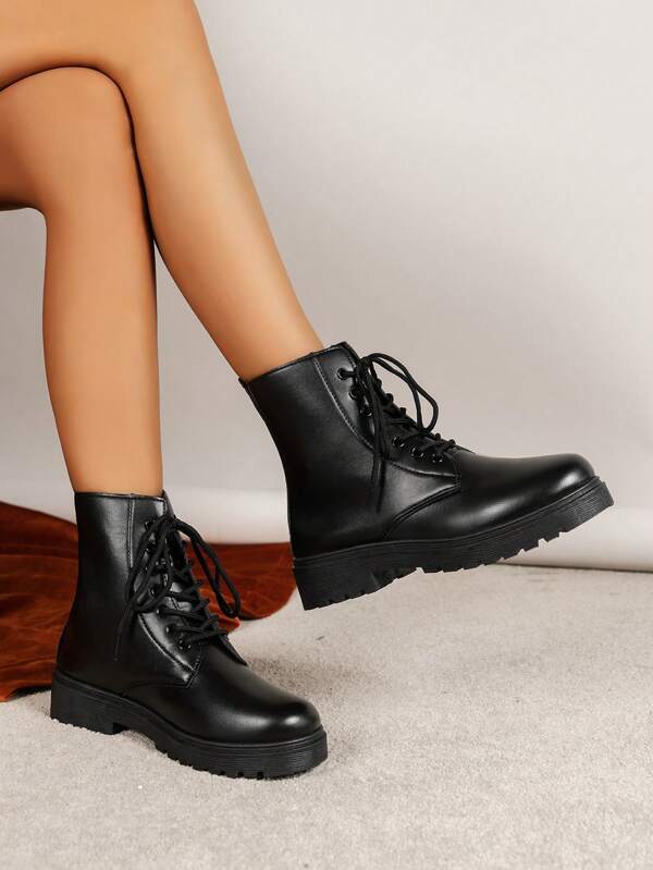 Bottes à semelle épaisse de 2,5 cm pour femmes, mi-mollet doublé de thermique, bottes cheville style européen pour l'automne/hiver, nouveau modèle 2025
