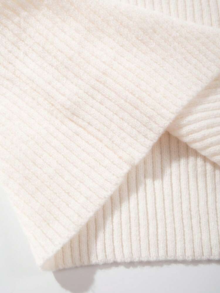 OFFICEAU Men's Ribbed Knit Sweater, Casual Loose Pullover Polo Neck Knitwear Top, Autumn/Winter, Old Money - Apricot - View 11