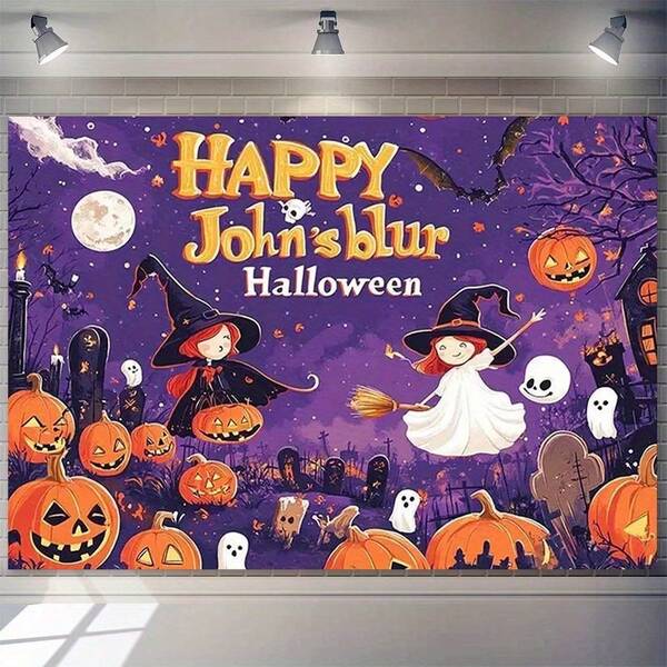 2D 1pc Fotografie Achtergronddoek, Feestdecoratie Halloween Bruiloft Thema Horror Stijl Happy John Achtergrond, Bruiloft Feest Banner