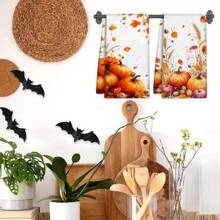 1/2/4pcs Autumn Pumpkin Pattern Decorative Towels - Super Absorbent Microfiber Towels, Machine Washable, Suitable For Holiday Decoration, Cooking, Baking, Housewarming Gifts And Cleaning, Fit For Kitchen, Bathroom, Toilet