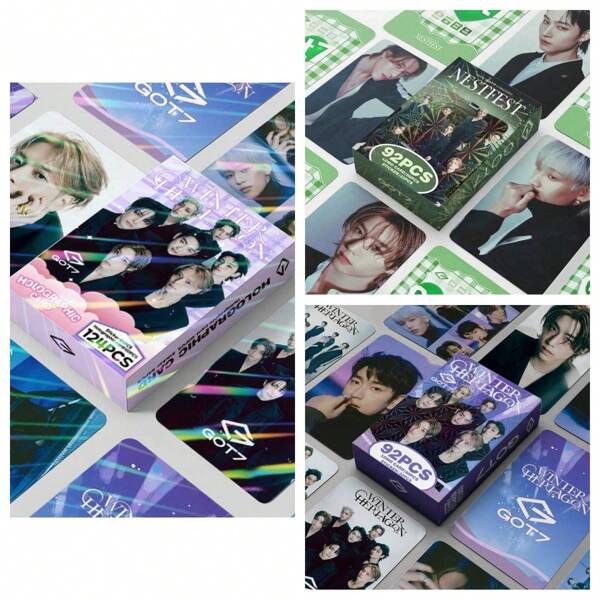 pokemon 30pcs/92pcs(60pcs Cards + 32pcs Stickers)/124pcs(60pcs Cards + 64pcs Stickers) KPOP Holographic Double-Sided GOT7 LOMO Cards Box Set, Includes Celebrity, Pop Group Card Collections And Displays, In-Stock Merchandise