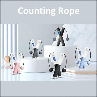 Skipping Rope, Speed Jump Rope Ropeless Skipping Rope With Counter(3m), Adjustable Digital Jump Rope With Calorie Counter, Non-Slip Handles, Weighted Handles Speed Rope For Adults/ Kids, Exercise Equipment For Fitness, Crossfit, Exercise, Boxing, MMA, Gym