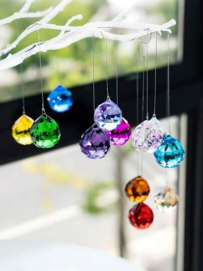 12pcs Crystal Sun Catcher Pendants, Home Decoration Acrylic-Crystal Pendant Window Decoration Hanging Ornaments,Home Decor ,Room Decor,Sun Catcher Indoor Window Catcher With CrystalBead & Rainbow Prism Ball Pendant, Wall Decor Crystal Suncatcher Window Hanging Pendant, Rainbow Maker Light Catcher Summer Decor, Home Decor, Room Decor,Christmas Ornaments,Home Living Christmas,Christmas Bauble,Christmas Tree Ornament,Christmas Room Decor,Christmas