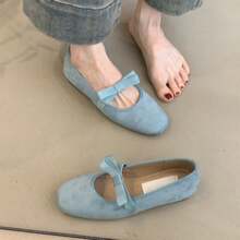 Französischer Feenstil Schleifenflache Mary Jane Damenschuhe Flache Ballerinas