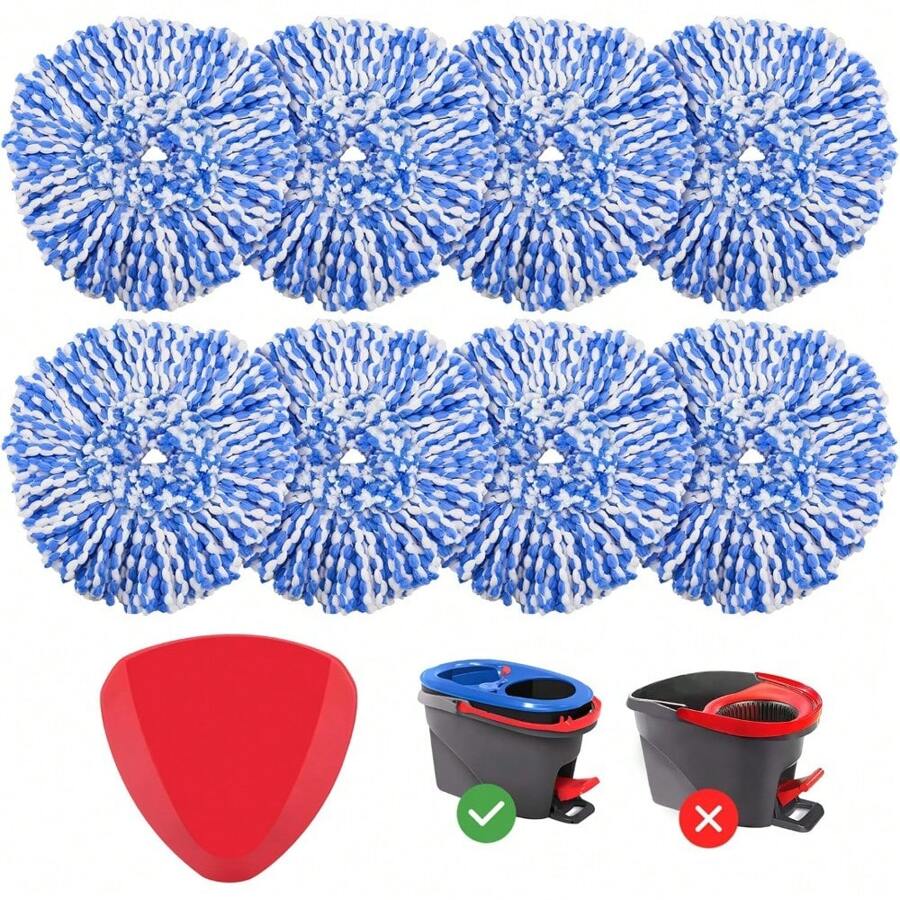 4 Pack RinseClean Spin Mop Replacement Head Spin Mop Refills Compatible With O Ceda RinseClean Dual System, Microfiber Mop Easy Cleaning Floor Head Mo-P For Floor Cleaning RinseClean 2 Tank System