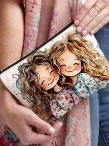 带有可爱小女孩图案的双面化妆包、旅行洗漱用品收纳袋、家用钱包铅笔袋、学校学生收纳袋文具袋、教师组织者礼物印花收纳袋、小女孩最喜欢的旅行包、礼物朋友家人女性和小女孩最喜欢的化妆品收纳袋、旅行旅行包杂物收纳袋、零钱化妆品眼镜收纳袋