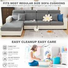 Sofa Cover Stretch Cushion Couch Covers Chaise Lounge Cover For L Shape Sectional Sofa Slipcover Anti-Slip Elastic Wear-Resistant Furniture Protector (Weave Grey, 1 Seater Cover) - 單座椅套_ - 查看 5