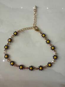 1 件女士优雅向日葵吊坠脚链，适合夏季海滩、休闲派对