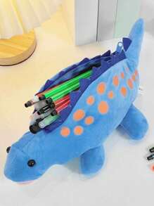1pc Creative Cute Plush Dinosaur Stationery Pencil Storage Bag, School Supplies, Back To School