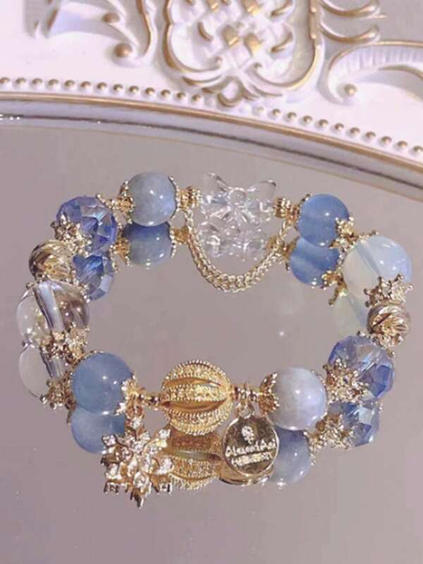 1pc Strawberry Crystal Glass Bracelet, Pendant Charm Bracelet, Gift For Girlfriend, Best Friend