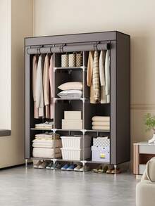 1pc Large Capacity Portable Wardrobe Closet, Easy Assembly Cloth Storage Cabinet For Home, Rental House, Dorm Bedroom - Multicolor - View 6