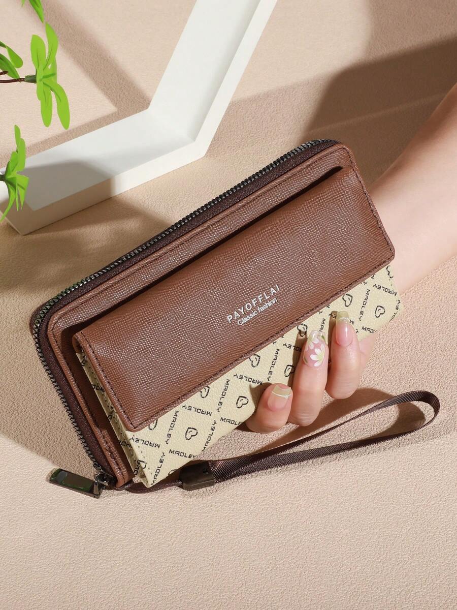 Classic Wallet - European Business Style, Zipper Closure Design, Double-Layer Structure, Card Slot Hidden Compartment And Photo Bag - Durable Nylon Lining, Black With Gold Accents - Perfect Gift For Valentine's Day, Mother's Day, Father's Day - 白色 - 查看 1