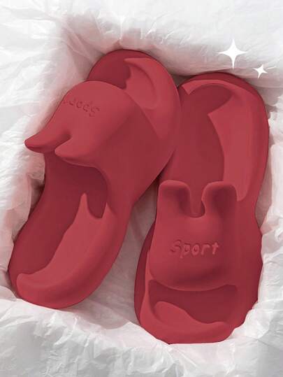 Sommar 3D kanin mjuk botten inomhus hem tofflor, söta tjocka sula halkfria utomhuskläder sandaler