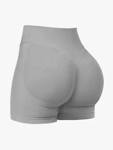 High Waist Slimming & Lifting Tight Shorts, Hidden Pleated Shaping Pants, Light Gray - Light Grey - View 2
