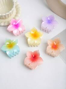 6pcs Colorful Floral Hair Clips, Minimalist Fresh Flower Claw Clips, Suitable For Daily And Beach Use, Spring/Summer