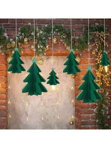 6 Stücke 3D Dreischicht Weihnachtsbaum Dekorationen, geeignet für Weihnachten Innen-/Außenbereich, Garten Baumspitzen Dekoration