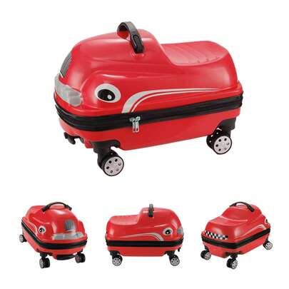 WWUIUIWW 20 Inch Cartoon Car Design Hard Shell Luggage Compartment - ABS+PC Shell, Universal Wheels And Iron Aluminum Pull Rod, 88.18 Pound Load-Bearing, Children's Travel Equipment