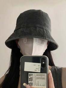 1pc Women's Solid Color Breathable Washed Bucket Hat, Suitable For Outdoor, Beach, Fishing, Daily Outfit, Spring/Summer - A - View 3