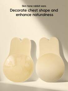 2pcs Reusable Rabbit Ear Silicone Nipple Covers, Breast Lift Tape, Invisible Bra, Self-Adhesive, Suitable For Sports, Lift