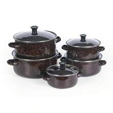 1pc/5pcs Upgraded Thick Black & White Marble Enamel Pot Set, High Quality Large Capacity Starry Speckle Enamel Pot, High-Quality Classic Speckle Enamel Pot, Multi-Function Stew Pot, Soup Pot, Boiling Pot, Suitable For Restaurants, Homes, Outdoor, Gas, Electric And Induction Cooktop, Easy To Clean Non-Stick - Starry Sky Dot Series - View 6