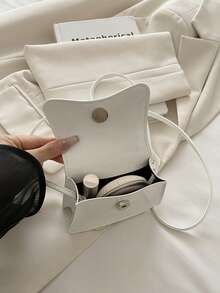 Mini Women's Handbag, Lightweight Portable Mini Tote Bag, New Summer 2025 Fashionable Flap Solid Color Small Bag, Shoulder Crossbody Bag - White - View 7