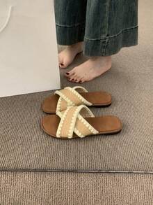 Women Sport Sandals - 杏色交叉款 - 查看 2