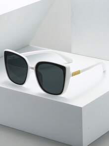 1pc Colorful Square Fashionable Fashion Glasses, Suitable For Indoor/Outdoor, Seasonal, Daily Outfit Accessory, Party Decoration And Photography Square Shape Shades - White - View 2