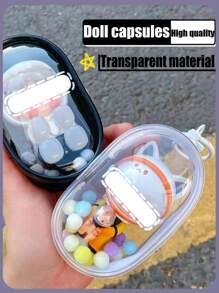 1 件便携式迷你人物透明展示袋（带钥匙扣和彩色球，不含人物）、悬挂式盲盒收纳袋、拉链封口、防尘收藏盒、可爱包包挂饰、背包吊坠、汽车钥匙扣 - 白色 - 查看 3