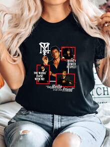 180g Pure Cotton  Gangster Movie Men's T-Shirt Storyboard Plot Movie Quotes Money Power Fashion Versatile Designer Clothes Casual Print Round Neck Short Sleeve Comfortable Top For Everyday Wear Soft Homme Graphic Stretched Streetwear Slightly Stylish Breathable Summer For Women Unisex.