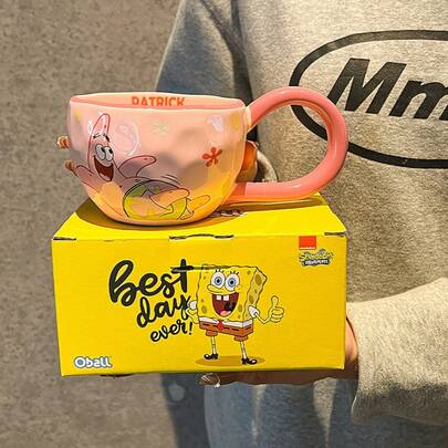 SpongeBob SquarePants 1 Juego de Caja de Regalo Oficial, Taza de Cerámica de Alta Calidad, Este es un Producto de Taza de Cerámica Certificado de Alta Calidad Apto para Uso Doméstico. Puede Usarse Como Taza de Desayuno o Taza de Leche.