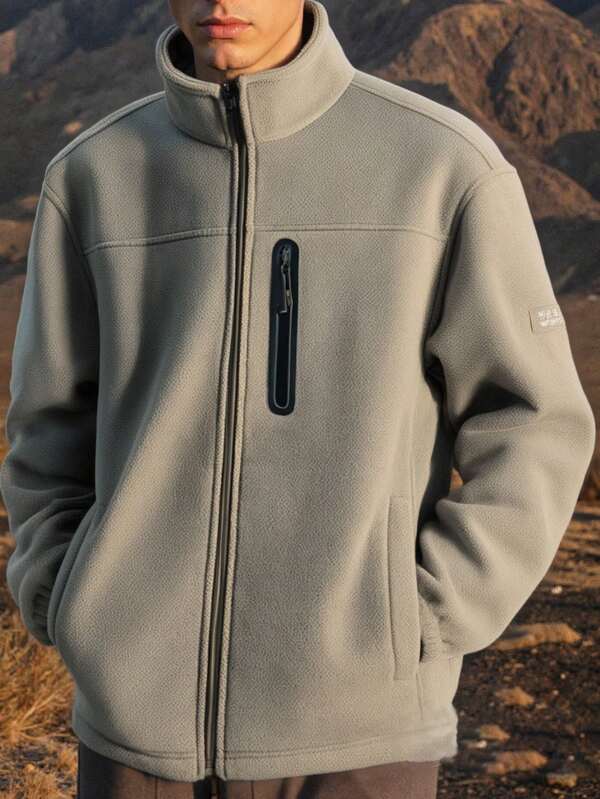 Heren herfst/winter fleecejack met voering, Sherpa fleece