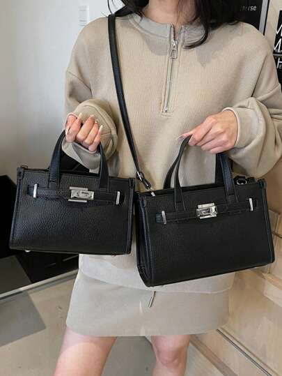 Borsa da donna di alta qualità, nuova e alla moda, piccola e quadrata, semplice e casual, a tracolla e a tracolla, borsa a tracolla di grande capacità, stile retrò in PU, adatta per lo shopping e gli spostamenti quotidiani delle donne