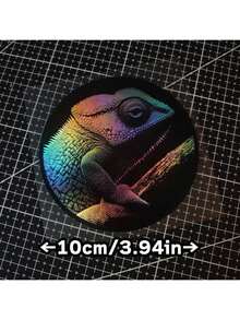 1pc Colorful Chameleon Vinyl Sticker - Laser Holographic Theme Sticker, Self-Adhesive For Car, Laptop, Motorcycle - one-size - View 3